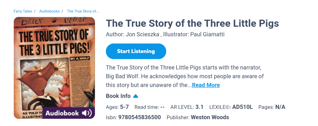 The True Story of the Three Little Pigs (Jon Scieszka):