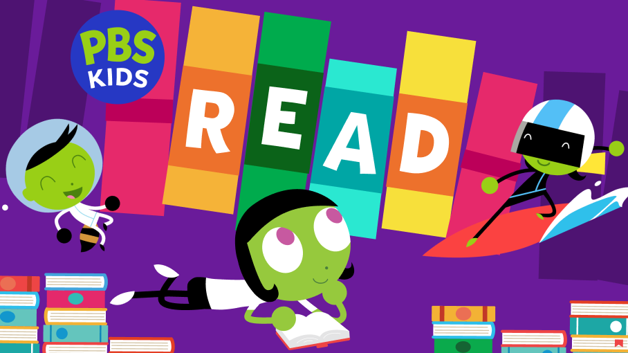 PBS Kids literacy games interface with cartoon characters for children