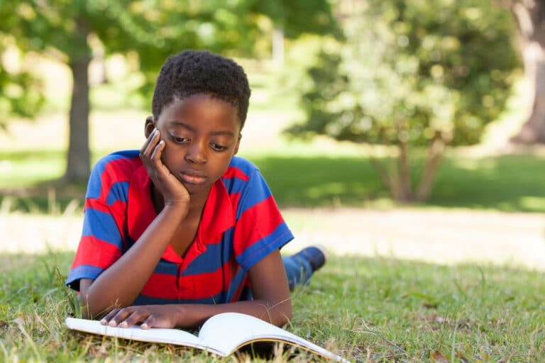 Independent child reading every day