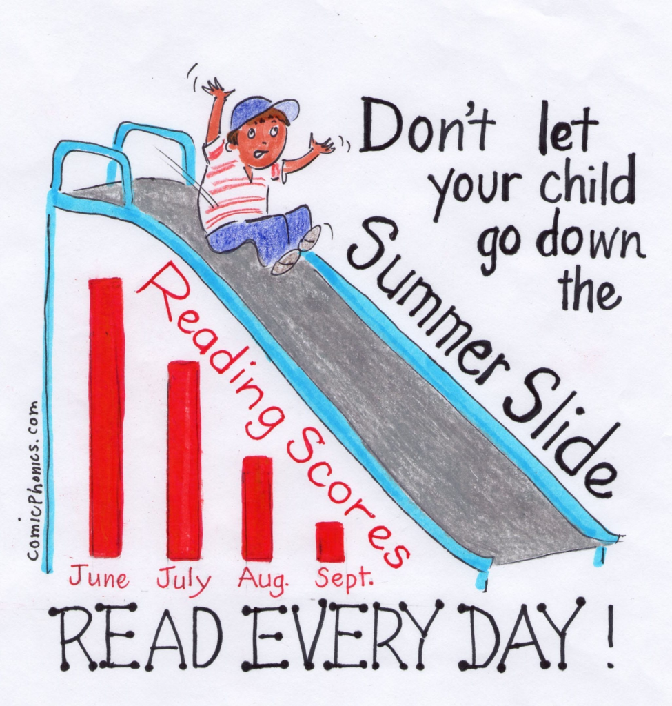 Child reading a book during summer break to maintain reading skills