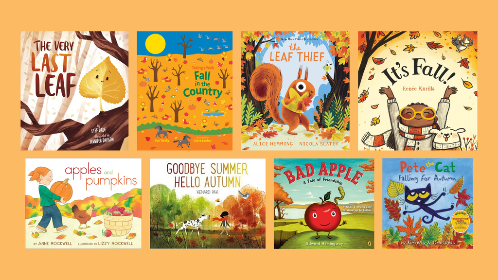 Cozy autumn reading with children's books and fall leaves