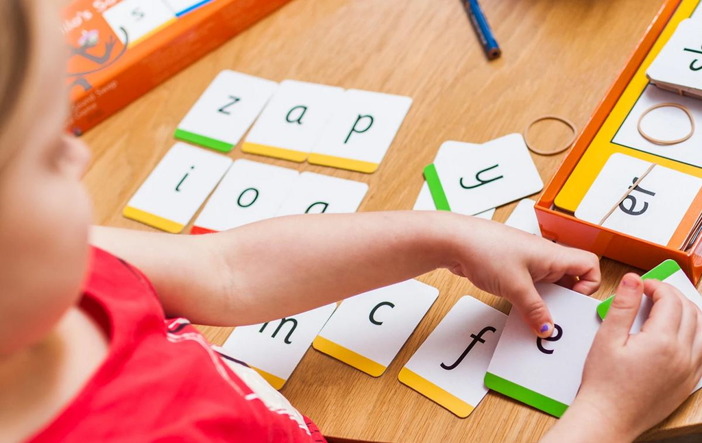 Phonics vs sight words: alphabet cards used to practice letter sounds