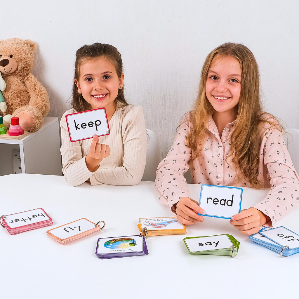 Sight word flashcards used for early reading practice