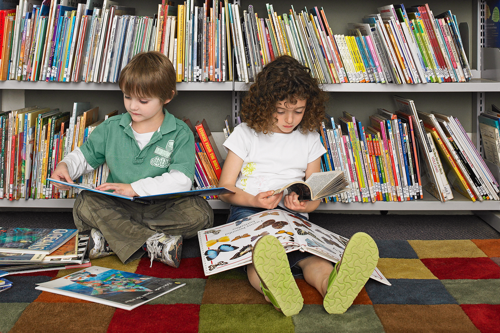 Children exploring different books